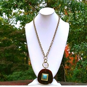 NWT Banana Republic WoodGrain Lucite Turquoise
